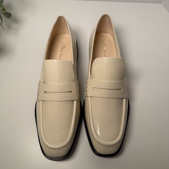 3.1 Phillip Lim Alexa Patent Leather Penny Loafers EU Size 41 US 11 Ivory/Creme main image 5